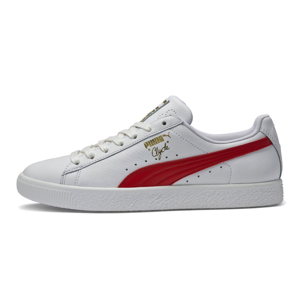 Puma Clyde Core Foil Férfi Sportcipő - Fehér/Rózsaszín/Arany ( Hungary - HJOUE5693 )